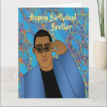 Happy Birthday Brother African American Card Karte<br><div class="desc">Diese coole Geburtstagskarte zeigt einen afroamerikanischen Mann mit einem blauen Anzug und einem schwarzen Shirt. Schicken Sie Ihrem Bruder eine Karte aus,  die zuverlässig ist und Ihre Nachricht so ausdrückt,  wie Sie es sich vorgestellt haben.</div>