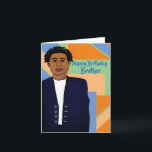 Happy Birthday Brother African American Karte<br><div class="desc">Diese coole Geburtstagskarte zeigt einen afroamerikanischen Mann,  der einen weißen Anzug und eine weiße Krawatte trägt. Holen Sie sich diese einzigartige Geburtstagskarte für Ihren Geburtstag.</div>