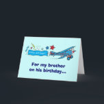 Happy Birthday Brother Airplane Karte<br><div class="desc">Dieses Design hat ein Zweiflugzeug. Für passende Artikel geben Sie "pinguincornerstore biplane" in die Zazzle Suche Bar.</div>