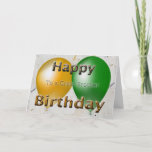 Happy Birthday Brother Balloons Karte<br><div class="desc">Diese Happy Birthday Card für Ihren Bruder mit farbenfrohen goldenen und grünen Ballons.</div>