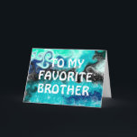 Happy Birthday Brother | Blau, Aquamarin und schwa Karte<br><div class="desc">Geburtstagskarte für einen Bruder mit Aquamarinen,  Blue und Black Fluid Art Marmor Wirbel Digitale Kunst,  die so gestaltet ist,  dass sie wie ein Kunstwerk im digitalen Stil aussieht.</div>