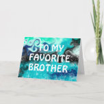 Happy Birthday Brother | Blau, Aquamarin und schwa Karte<br><div class="desc">Geburtstagskarte für einen Bruder mit Aquamarinen,  Blue und Black Fluid Art Marmor Wirbel Digitale Kunst,  die so gestaltet ist,  dass sie wie ein Kunstwerk im digitalen Stil aussieht.</div>