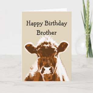 Happy Birthday Brother Cow Joke Spaß Karte