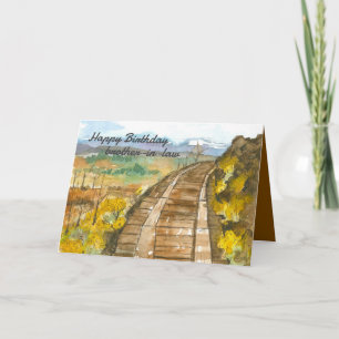 Happy Birthday Brother in Law Railroad Tracks Karte