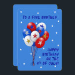 Happy Birthday Brother Juli Patriotic Balloons<br><div class="desc">Für einen patriotischen Bruder wünschen Sie ihm einen schönen Tag mit diesem schönen rot,  weiß und blau Luftballons und Glitzer Sterne Grußkarte! Es ist fabelhaft! Er wird es Liebe geben! Die Kunst von Cherie</div>