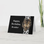 Happy Birthday Brother Wild Gray Wolf Head Karte<br><div class="desc">Happy Birthday Individuelle Name Wild Gray Wolf Head</div>