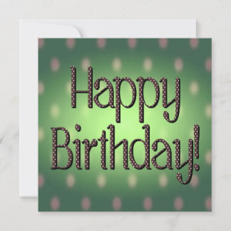 Happy Birthday Brown Polka Dot Text Green Bkgrd Einladung