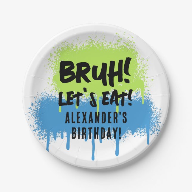 Happy Birthday Bruh Boy's Teenager Teen Boy Pappteller (Vorderseite)