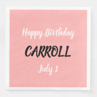 Happy Birthday Brush Pinselstrich Script Rosa Serviette