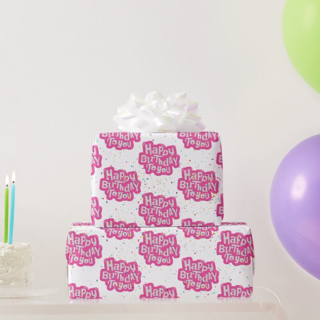 Happy Birthday Bubble Text Geschenkpapier (Partygeschenke)