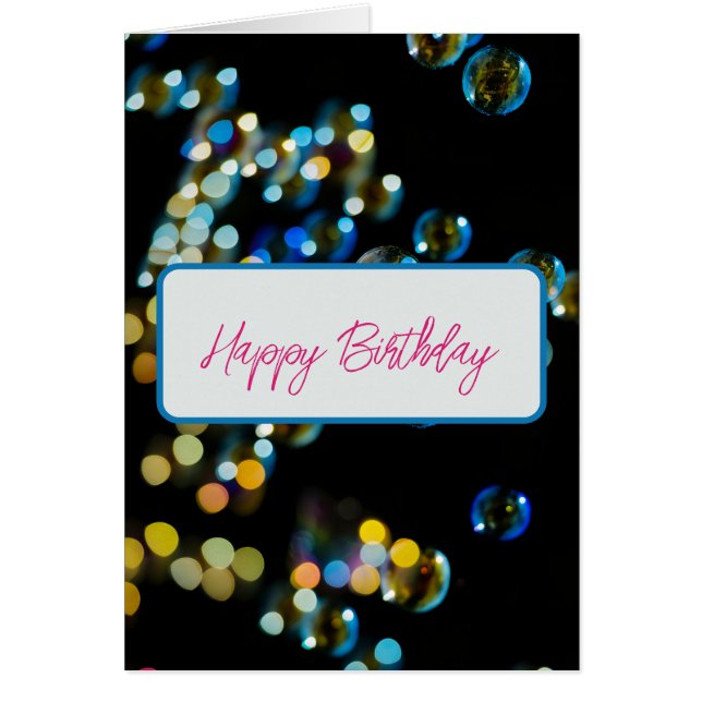 Happy Birthday Bubbles Custom Text Greeting Card (Vorne)