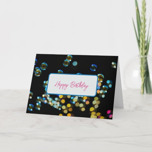 Happy Birthday Bubbles Custom Text Gruß Karte (Vorderseite)