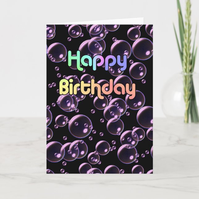 Happy Birthday Bubbles Karte (Vorderseite)