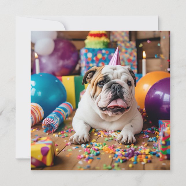 HAPPY BIRTHDAY BULLDOG GREETING CARD FEIERTAGSKARTE (Vorderseite)