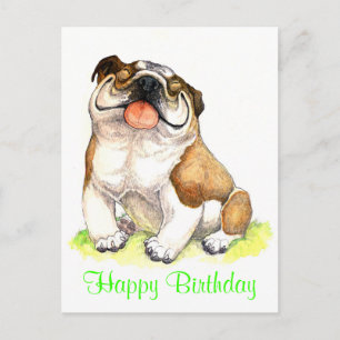 Happy Birthday Bulldog Puppy Begrüßung Postkarte