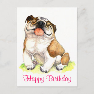 Happy Birthday Bulldog Puppy Begrüßung Postkarte
