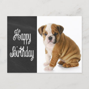 Happy Birthday Bulldog Puppy Chalkboard Postkarte