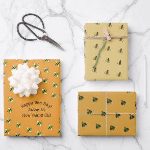 Happy Birthday Bumble Bees Set 3 Geschenkpapier Set