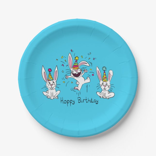 Happy Birthday Bunnies Paper Tellers Pappteller (Vorderseite)