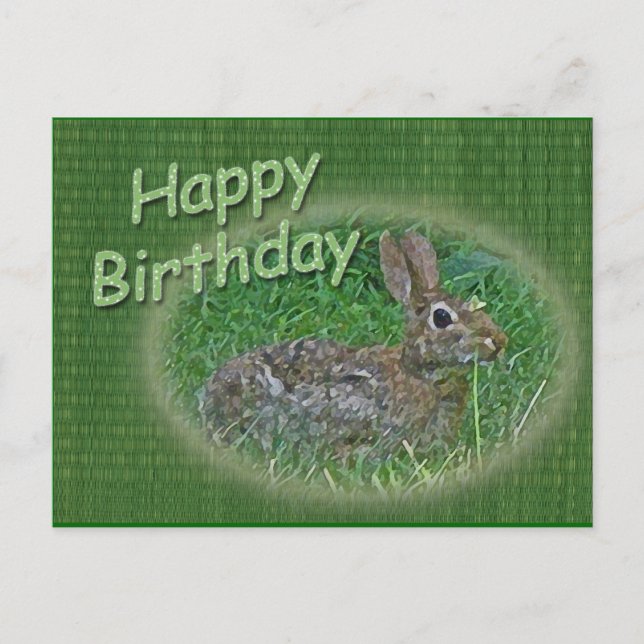 Happy Birthday Bunny Rabbit CordItems Postkarte (Vorderseite)