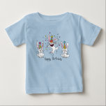 Happy Birthday Bunny Rabbit Kids Baby T-shirt<br><div class="desc">Diese niedlichen Kaninchen sind hier,  um zu sagen Happy Birthday! Ideal für Kinder und Kinder,  die Liebe lustige und niedliche Cartoon!</div>