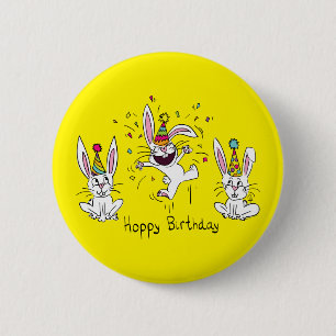 Happy Birthday Bunny Rabbits Kinder Niedlich Button