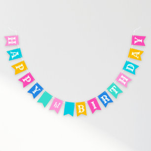 Happy Birthday Bunte Mädchen-Party-Buchstaben Wimpelkette