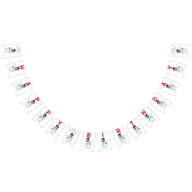 Happy Birthday Bunting Flags Snowman mit Gitarre Wimpelkette (Alle)