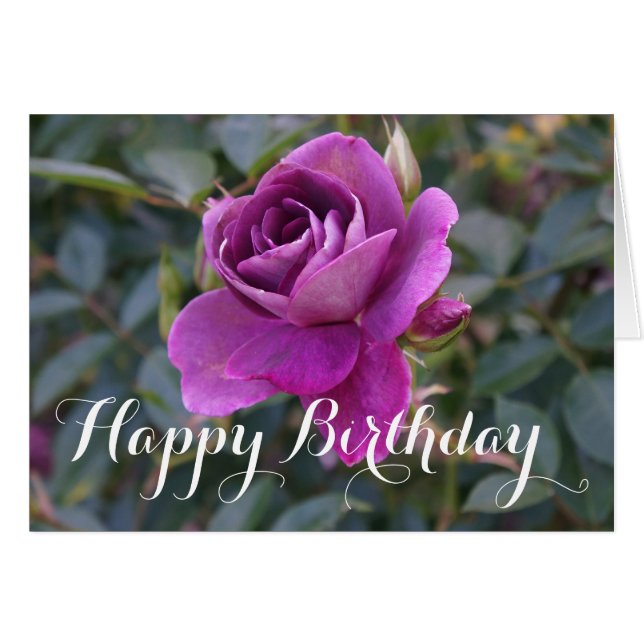 Happy Birthday Burgundy Iceberg Rose #2 Card (Vorderseite (Horizontal))