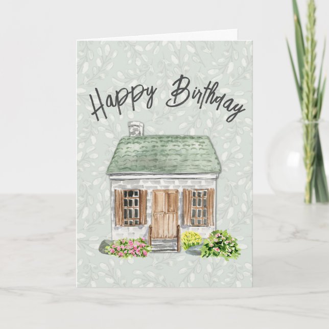 Happy Birthday Business Watercolor House Dankeskarte (Vorderseite)