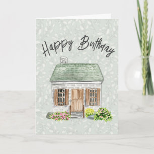 Happy Birthday Business Watercolor House Dankeskarte
