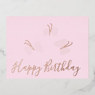 Happy Birthday Butterflies Pink Foil Holiday Folien Feiertagspostkarte