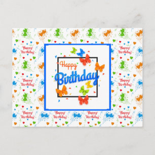 Happy Birthday Butterflies Postkarte