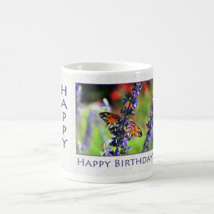 Happy Birthday Butterfly Floral Tasse