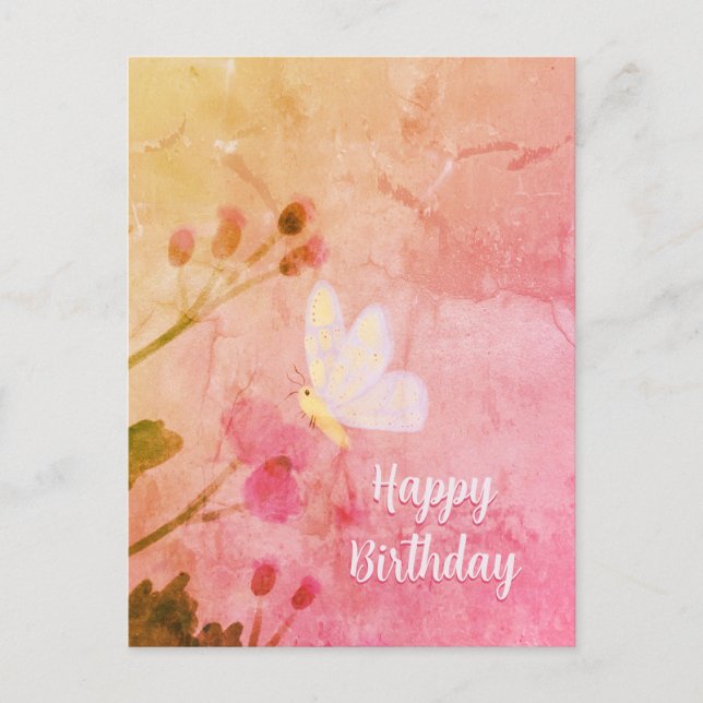 Happy Birthday Butterfly Postkarte (Vorderseite)