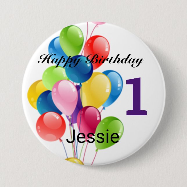 Happy Birthday Button Personalisieren Alter und Na (Vorderseite)