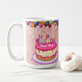 Happy Birthday Cake Balloon und Confetti Kaffeetasse