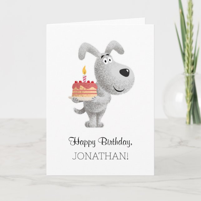 Happy Birthday Cake Candle Niedlich Funny Dog Welp Karte (Vorderseite)