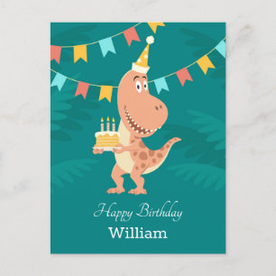 Happy Birthday Cake Candles Niedlich Dinosaur Post Postkarte