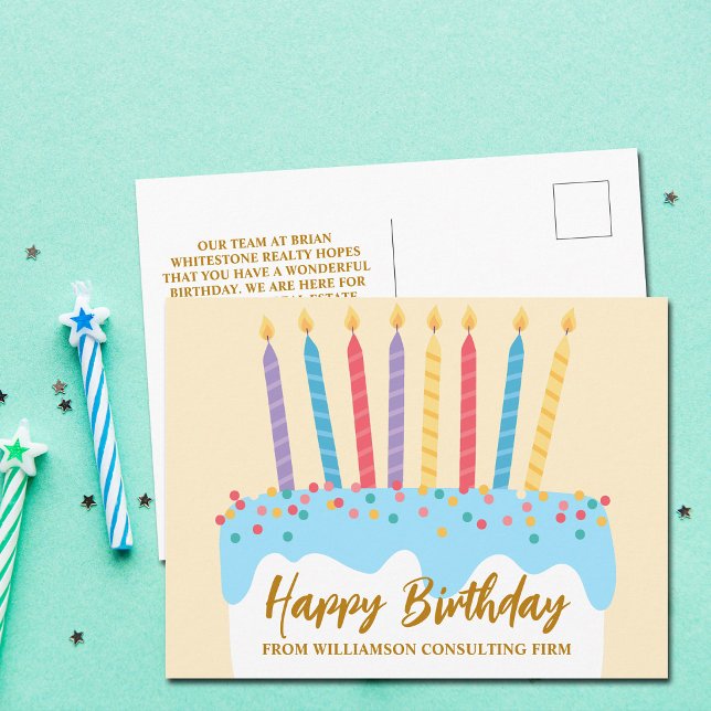 Happy Birthday Cake Chic Custom Geschäft Postkarte (Von Creator hochgeladen)