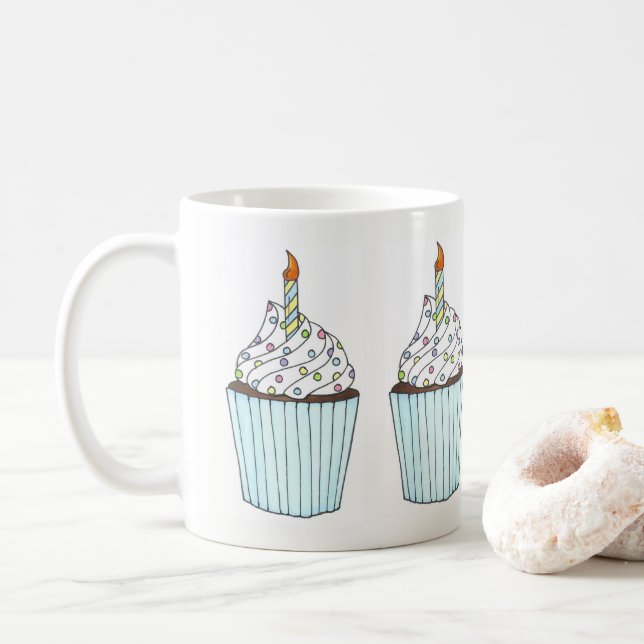 Happy Birthday Cake Cupcake Candle Sprinkles Party Kaffeetasse (Mit Donut)