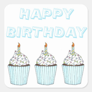 Happy Birthday Cake Cupcake mit Candle Stickers