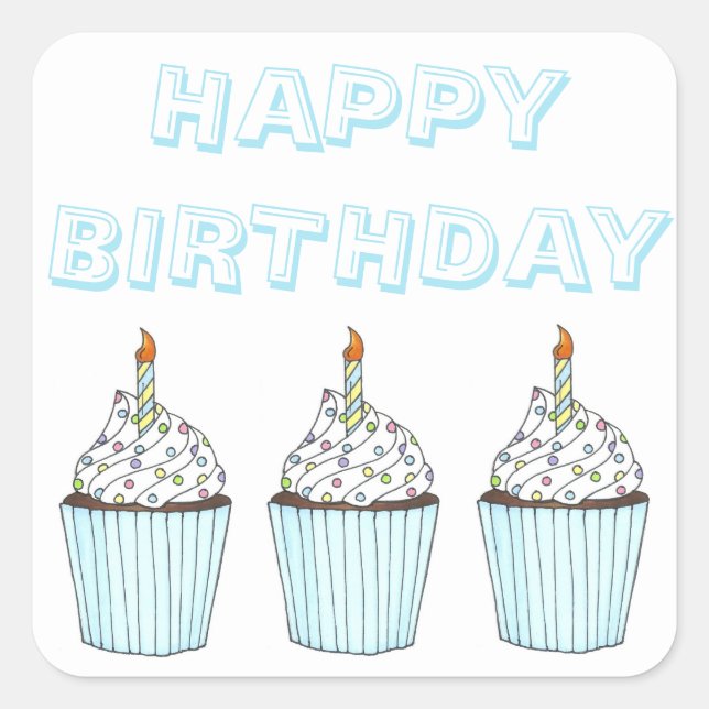 Happy Birthday Cake Cupcake mit Candle Stickers (Vorderseite)