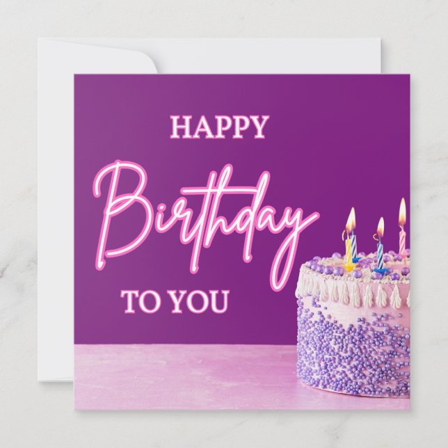 Happy Birthday Cake Design Einladung (Vorderseite)