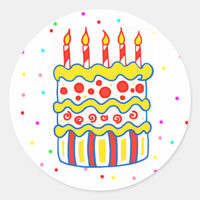 Happy Birthday Cake Gastgeschenk Stickers (Vorderseite)