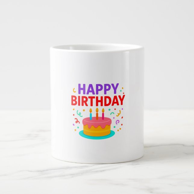 Happy Birthday Cake Graphic Jumbo-Tasse (Vorderseite)