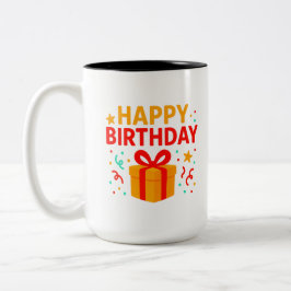 Happy Birthday Cake Graphic Zweifarbige Tasse
