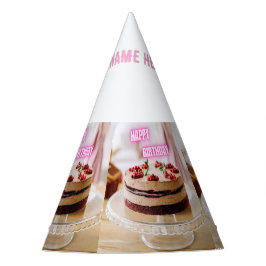 Happy Birthday Cake Image Name Here Text Crafts Partyhütchen