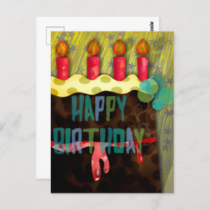 Happy Birthday Cake   Kerzen Postkarte