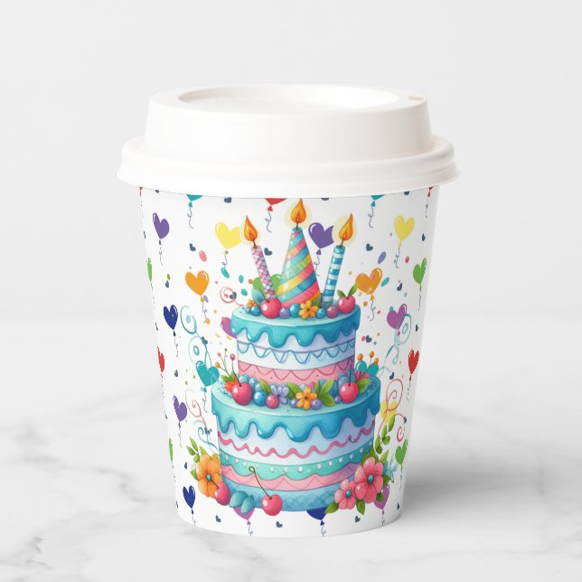 Happy Birthday Cake Pappbecher (Vorderseite)